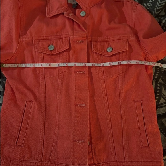 Old Navy Vibrant Orange Jean Jacket women’s size Large. - Picture 6 of 7